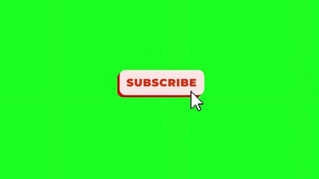 A red subscribe button with a white cursor on a green background for online subscription or newsletter sign up
