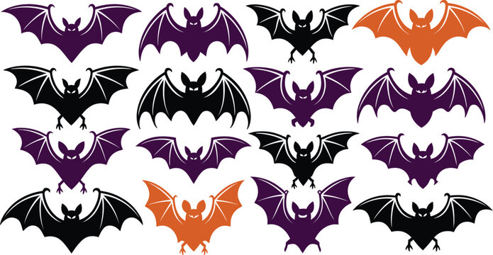 Halloween bat collection diverse winged creatures for spooky designs
