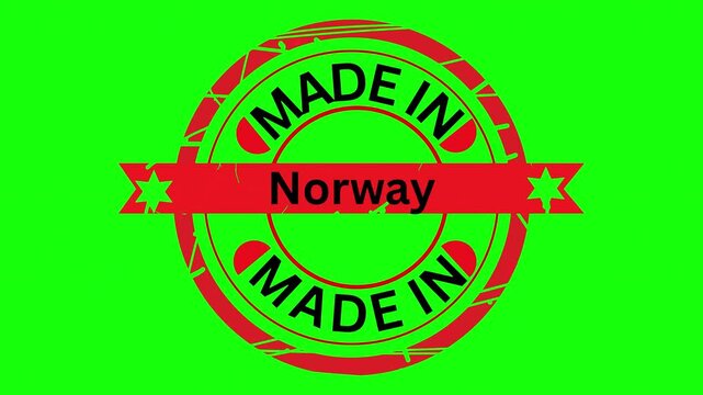 Animated 'Made in Norway' seal stamp with subtle motion against vibrant background