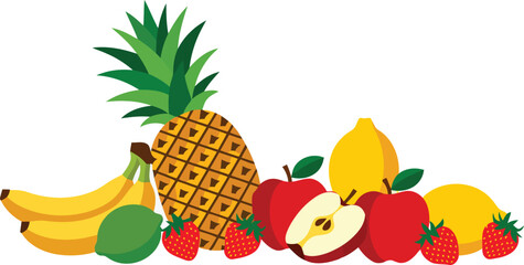 Assorted fresh tropical and summer vector illustration. © Alhamdulillah Allah 
