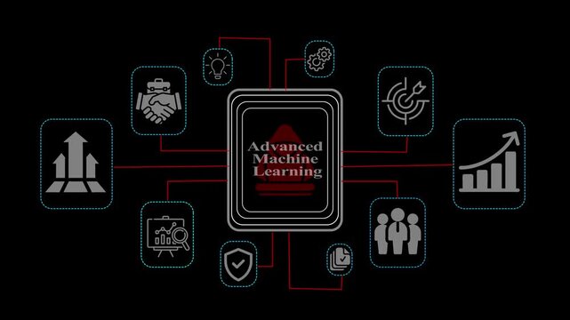 Advanced machine learning infographic with digital business and data analytics
