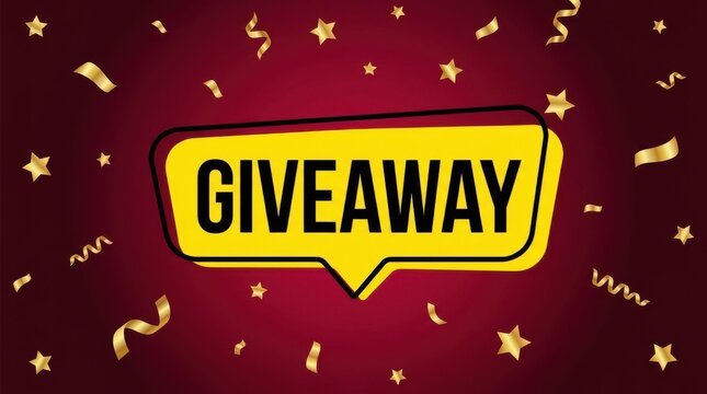 Bright Giveaway Banner with Gold Confetti on Dark Background Celebration Style