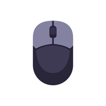 Computer mouse with scroll wheel, split top buttons, rounded body, and compact input device form, computer accessory for desktop work and cursor navigation design, colorful illustration