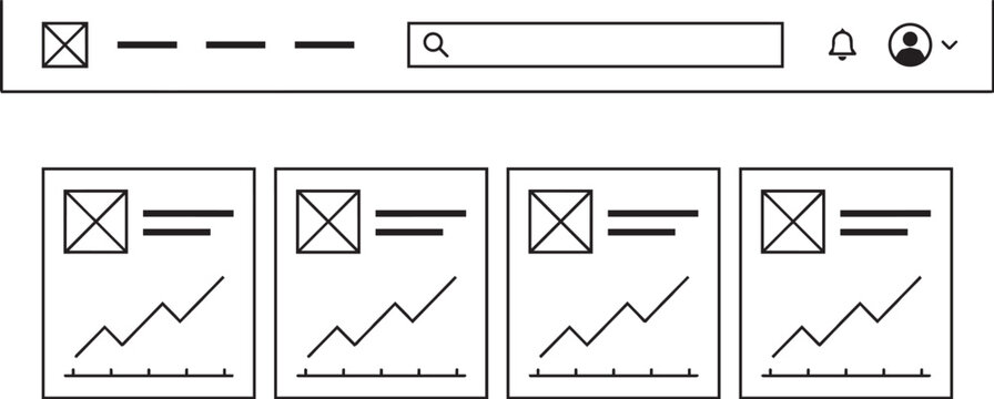 Line Graph Progression with Checkboxes and Cancel Icons in Minimalist Flat Design