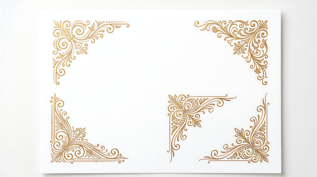 Luxury gold floral frame corner set featuring ornate vintage filigree border decorative elements