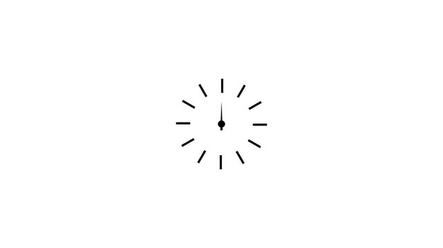 Clock spinning, watch animation on transparent background with alpha channel. Clock icon flat style 24 hours day and night fast speed with moving timer clock rotation.