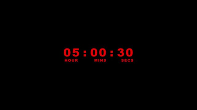 animation of 10 secends countdown on transparent background with alpha channel, 2 hour timer countdown animation on black background.4k motion graphics video animation