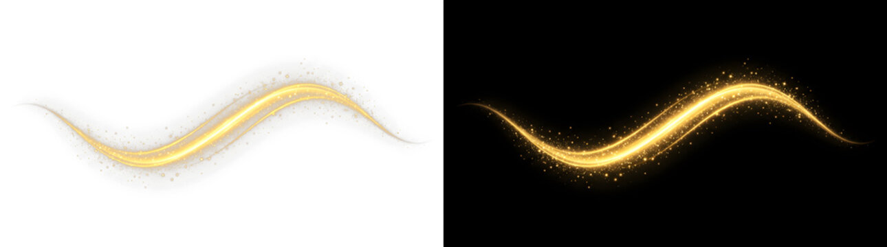 Abstract glowing gold particle wave trail with particle abstract background