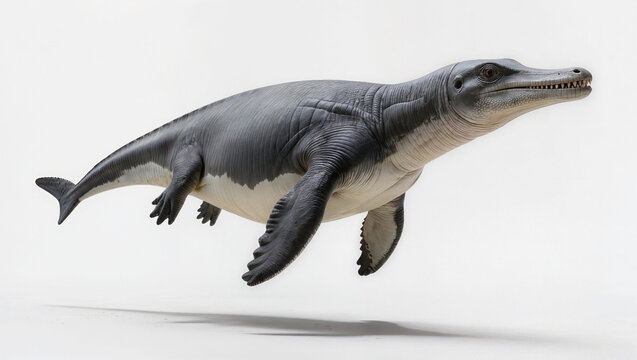 Isolated prehistoric Plesiosaur on a white studio background