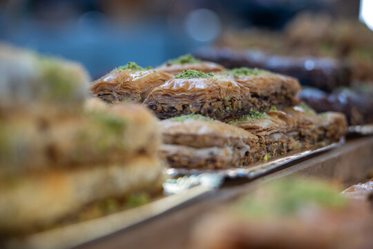 Assorted Middle Eastern and North African Pastries on a Display Platter for a Ramadan Eid Celebration