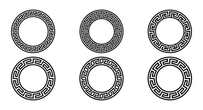 Greek key pattern vector illustration concentric circles with black lines