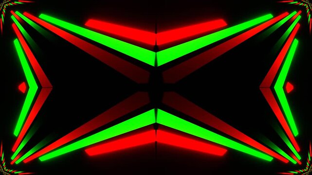 Green and Red Neon Lines Move Alternately Kaleidoscope Background VJ Loop in 4K