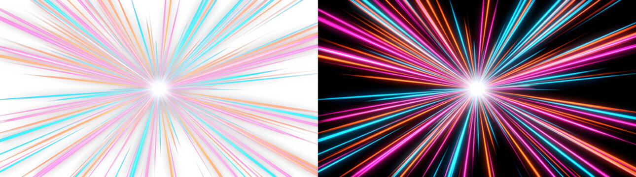Abstract light trails radiating from center with motion blur effects, abstract