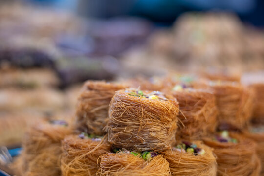 Assorted Middle Eastern and North African Pastries on a Display Platter for a Ramadan Eid Celebration