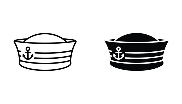 Navy sailor and black captain hats with anchor