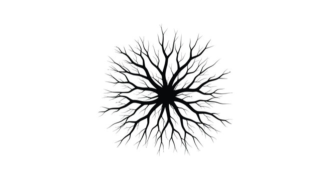 Black neuron dendrite structure illustration