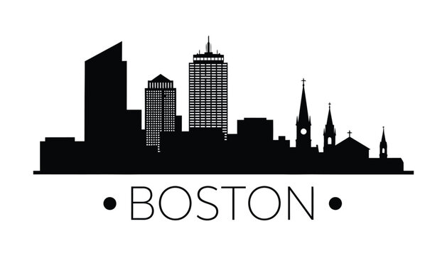 Minimalist boston city skyline silhouette logo