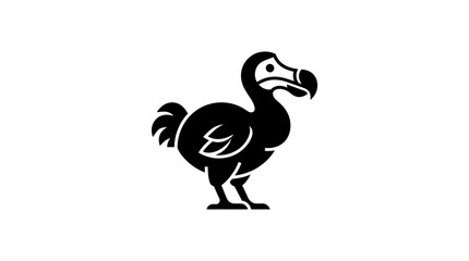 Obraz premium Minimalist black silhouette of a cartoon dodo bird illustration