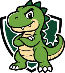 Fototapeta premium Dragon Mascot Character Illustration with Green Scales, Big Eyes, and Playful Pose for Sports and Gaming Logos