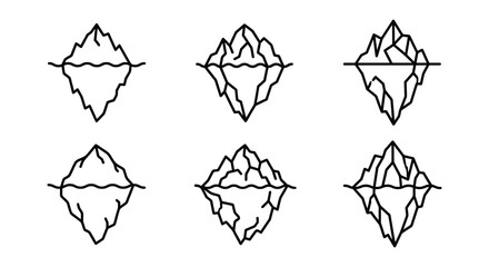 Iceberg Line Art Six Variations Of A Mountain And Ice Formation © MDAliAkbor