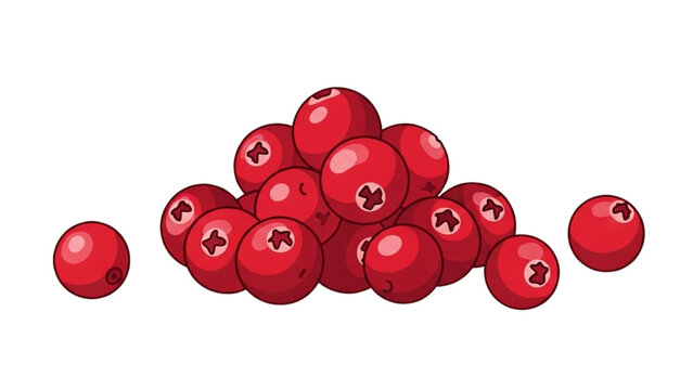 A 2D Vector Illustration of a vibrant pile of juicy red cranberries scattered on a surface