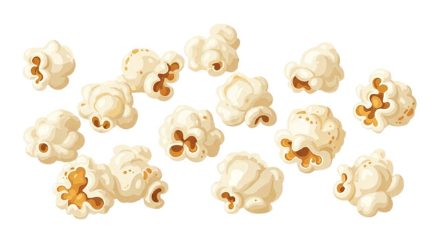 A 2D Vector Illustration of popped popcorn scattered on a surface
