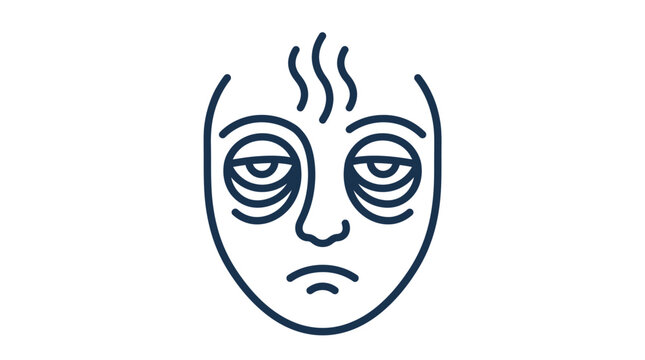 Tired face icon with dark circles and exhaustion.