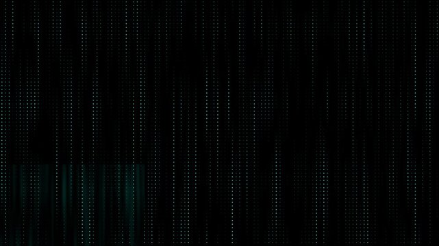 Glowing blue vertical light lines on dark background. Abstract digital data stream animation. Futuristic technology grid pattern background