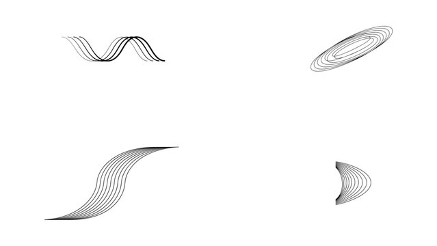 Modern linear wave and circular ripple patterns for abstract background design templates.