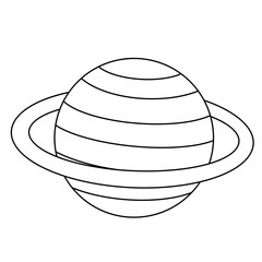 Simple line drawing of Saturn with rings © iJstock