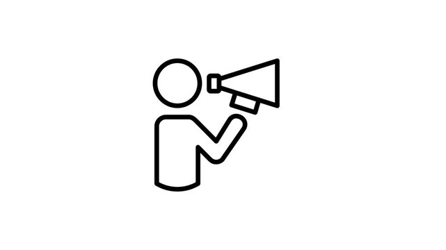 People using a loudspeaker animated icon for promotion, marketing, announcement, advertising, attention, activist, speech communication, protest, activism, social issue, campaign with alpha channel