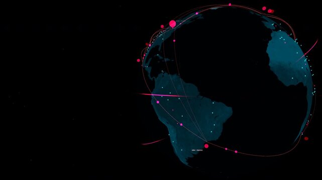 Deep spatial push into a cyber warfare globe background featuring a clean digital earth with no overlays inside a underwater glowing connection lines, captured with an expansive panoramic framing.