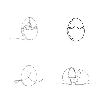 Set of creative continuous line drawing of eggs for minimalist branding and simple vector graphics.