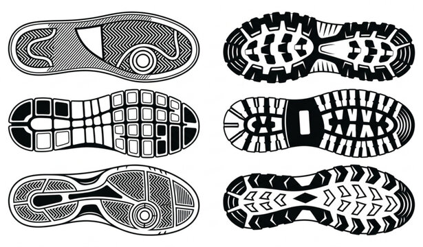 Shoe Sole Tread Pattern Vector Collection for Footwear Design