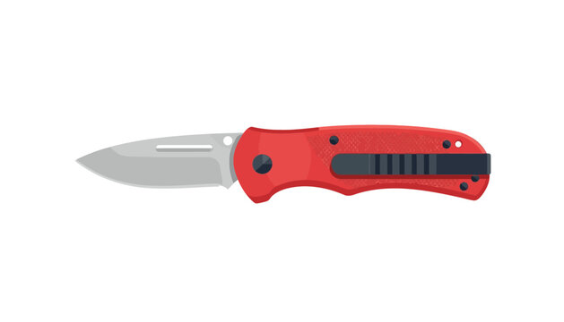 Red pocket knife with black handle.