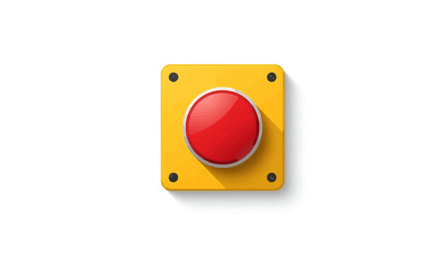 Large Red Button on Yellow Plate.