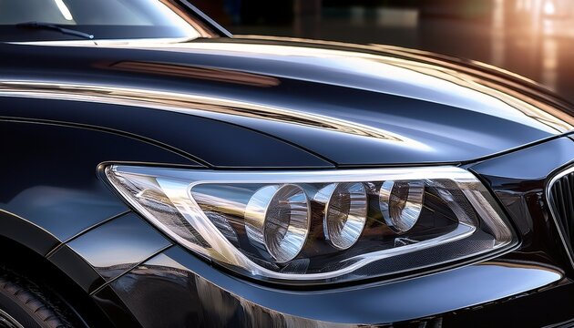 a freshly detailed car gleams under the light showcasing its immaculate shine and the protective ceramic coating