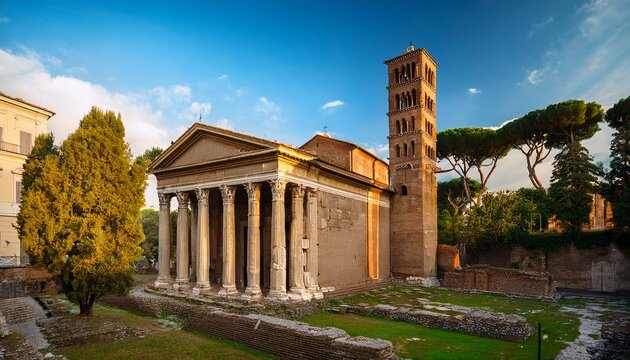 faustina and antonius pios temple now san lorenzo in miranda church rome italy