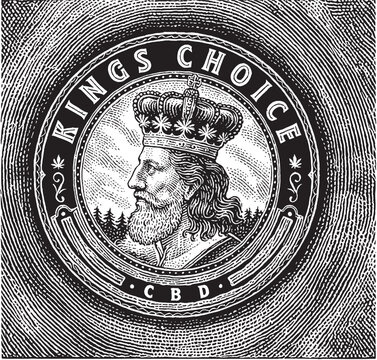 Vintage King Profile Medallion Label Template for CBD and Premium Branding