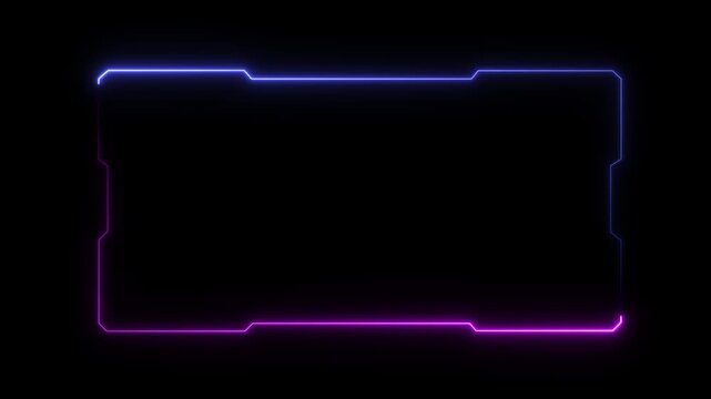 Futuristic digital HUD cyber frame technology for video overlay templates. Digital HUD futuristic motion graphic element cyber generated background. security hologram frame border 4k background