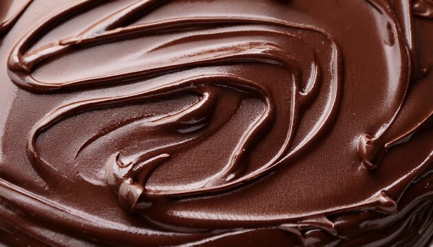 full frame closeup background of delicious sweet melted chocolate glaze texture on top of cake