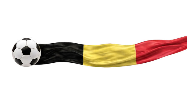 Belgium flag with flowing silk and soccer ball transparent football competition championship tournament transparent