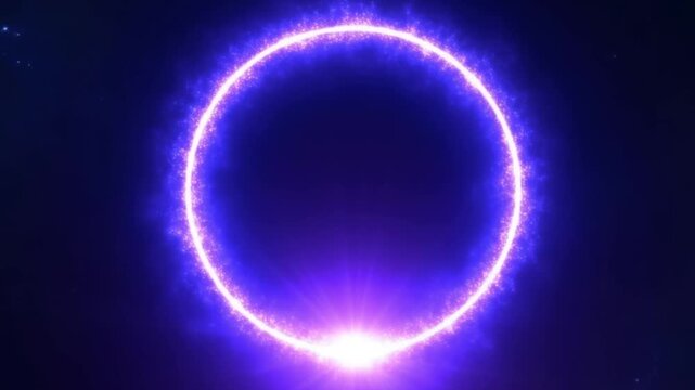 neon glowing purple ring light particle background intro video
