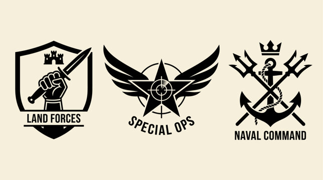 Special Ops and Naval Command Military Dagger and Anchor set Logos 