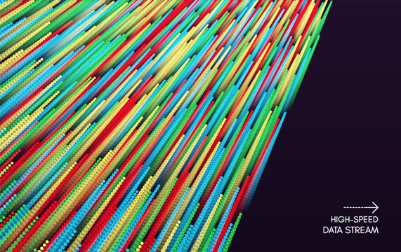 Abstract design evokes associations with high-speed data transfer. Ideal for technology and communications. Concept of connection speed and internet traffic. Digital background of large data flows.