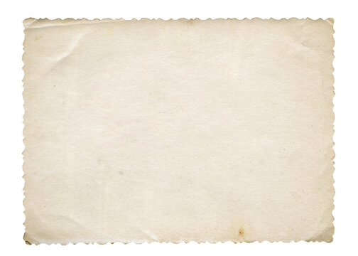 Old postcard texture with with figured edges. Retro vignette photo frame texture isolated.
