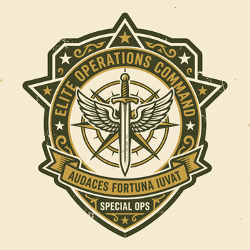 Elite Operations Command Audaces Fortuna Iuvat Dagger Winged Crest