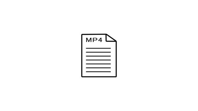 MP4 file icon animation with text label isolated on dark background.Document types in flat style.