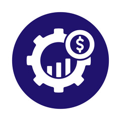 Obraz premium Financial growth gear icon with dollar sign isolated on transparent background