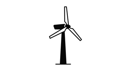 Wind turbine silhouette against a white background © momotaj